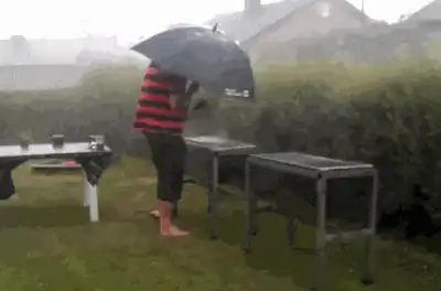 Grilling in rain store